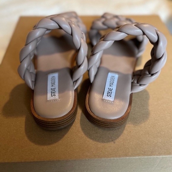 Steve Madden Taupe Spain Slide Braided Sandals Size 8.5 EUC Neutral Modern - Picture 4 of 11
